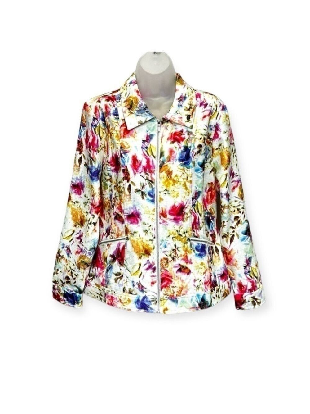Christopher & Banks fully Zipped Multicolored Floral Jacket Size L